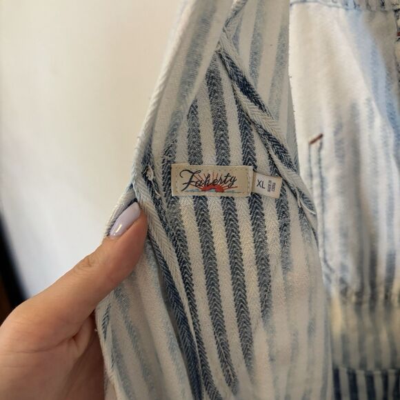 Faherty‎ Topsail Overalls Womens XL Light Wash Striped Railroad Western Cowgirl - Picture 5 of 9